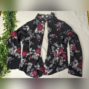 Torrid Ponte Flare Front Blazer Jacket Floral Size 2